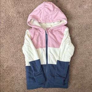 Kids Colorblock Hoodie - Pink, White, and Blue